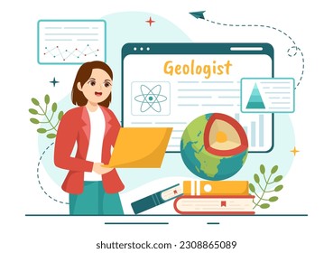 Geologist Vector Illustration with Soil Analysis and Features of the Earth for Science, Research or Expedition in Flat Cartoon Hand Drawn Templates