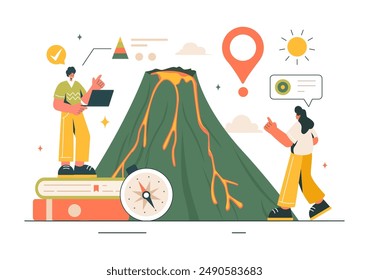Geologist Vector Illustration with Soil Analysis and Features of the Earth for Science, Research or Expedition in Flat Cartoon Hand Drawn Background