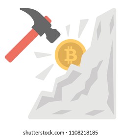 Geologists hammer mining the quarry to dig bitcoins offering a concept of bitcoin mining   
