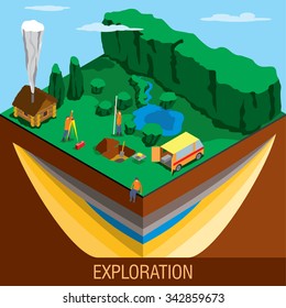 Geologists studying minerals in the ground