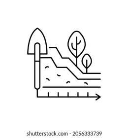 Geology color line icon. Isolated vector element. Outline pictogram for web page, mobile app, promo