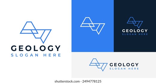 Geology Earth Plates Mantle Structure Mountain Logo Design Branding Template