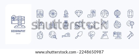 Geology and geography, study of Planet Earth icon set Foto stock © 