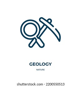 Icono de geología. Ilustración vectorial lineal de la colección de la naturaleza. Guión del icono de geología de contorno. Símbolo de línea delgada para uso en aplicaciones web y móviles, logotipo, medios impresos.