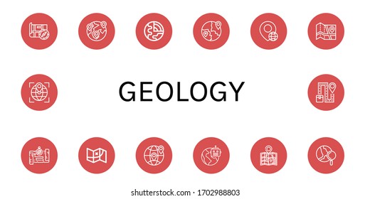 geology icon set. Collection of Map, Global, Geology, Globe, Earth, World icons