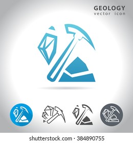 Geology icon set, collection of mineral icons, vector illustration