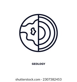 icono de geología. Icono de geología de línea delgada de la colección de aprendizaje a distancia. Vector de contorno aislado en fondo blanco. El símbolo de geología editable puede ser utilizado web y móvil