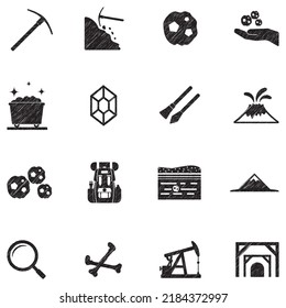 Geology Icons. Black Scribble Design. Vector Illustration.