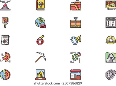 Geology icons collection is a vector illustration with editable stroke.