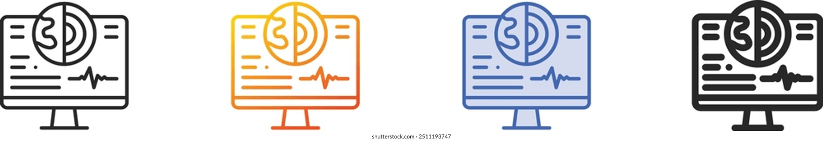 icono de geología. Diseño lineal delgado, degradado, trazo azul y estilo audaz aislado sobre fondo blanco