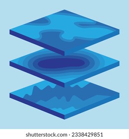 infografía geológica capas de signos del relieve del suelo terrestre