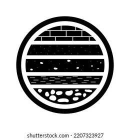 Geology Logo. Black Sedimentary Layers.