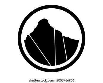 Geology logo. Fault lines in rock mountain.