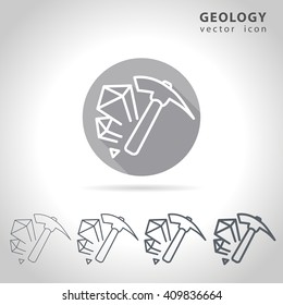 Geology Outline Icon Set, Collection Of Mineral Icons, Vector Illustration