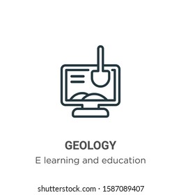 Geology outline vector icon. Thin line black geology icon, flat vector simple element illustration from editable e learning and education concept isolated on white background