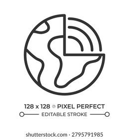 Geology pixel perfect line icon. Scientific study of Earth. Explore soil structure. Academic subject learning. Isolated vector illustration. Outline symbol. Simple linear drawing. Editable stroke