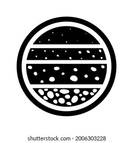 Geology Symbol. Gravel Deposition Logo.