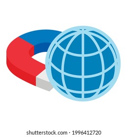 Geomagnetic field icon. Isometric illustration of geomagnetic field vector icon for web