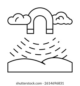 geomagnetic storm line icon vector. geomagnetic storm sign. isolated contour symbol black illustration