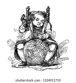 La geomancia se practica a veces en el rastreo por línea en líneas y círculos del globo, en los que queremos adivinar lo que queremos aprender, la vintage ilustración de líneas de arte grabadas en el Diccionario Infernal 1863
