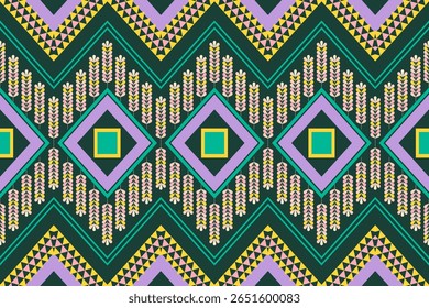 Motif harmonieux ethnique oriental géomatique traditionnel Conception pour arrière-plan, tapis, fond d'écran, vêtements, emballage, batik, tissu, image vectorielle, style de broderie, textile, boho, vintage