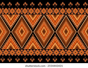 Geomatric ethnic pattern, Seamlesss pattern, Navajo, Native american, Amarican art, Amarican design, African design, Square pattern, Triagle pattern, Orange and black.