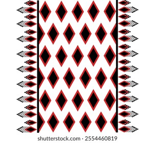 Geomatric ethnic pattern, Seamlesss pattern, Navajo, Native american, Amarican art, Amarican design, African design, Black red and white.