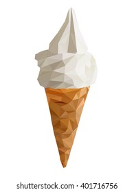geomatric Ice cream cone.polygon vector
