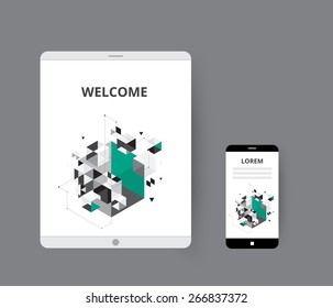 Geomentry  polygon on smart device. vector illustration