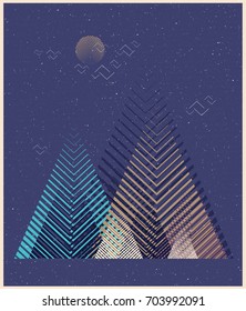 Geomertic interior print.Vector geometric triangle background, abstract mountains.Conceptual background, with mountains.Flat design, with minimal elements.Use for card, poster, brochure,banner,web.
