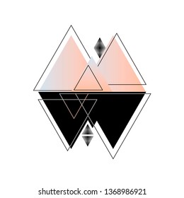 Geomerty holographic design composition.Vector geometric background, abstract mountains.Conceptual background.Flat design, with minimal elements.Use for card, poster, brochure,web. Crystal print.