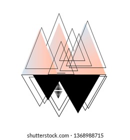 Geomerty holographic design composition.Vector geometric triangle background, abstract mountains.Conceptual background.Flat design, with minimal elements.Use for card, poster, brochure,banner,web.