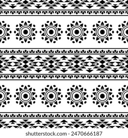 Geometeric seamless ethnic pattern background design vector in black white color. Traditional aztec pattern design. Seamless pattern 02062024a