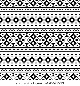 Geometeric seamless ethnic pattern design vector in black white color. Traditional aztec pattern design. Seamless pattern 31052024