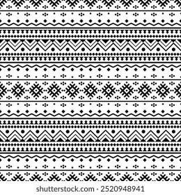 Geometeric seamless ethnic pattern design vector in black white color. Traditional aztec pattern design. Seamless pattern 230924