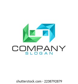 Geometic design of teamwork illustration logo design template vector. Join hands. People. Elegant. Triangle. Hexagon. Company. Business logo