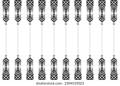 Geometic of pattern vector. Design of ethnic style with chevron black on white background. Design print for illustration, texture, textile, wallpaper, background. Set 2