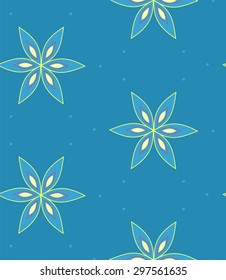 Geometirc flower seamless pattern, stock vector illustration  on blue background
