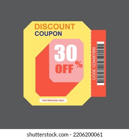 Geometri sale coupon discount. 30% price offer, promo code gift voucher and coupons template. Vector illustration.