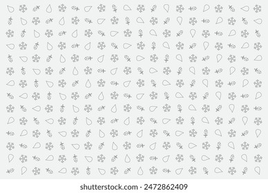 Geometri Seamless Pattern Combinatioan Water, Tulip, Mon, and Icon Cold