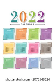 Geometric 2022 calendar template in colorful illustration vector design