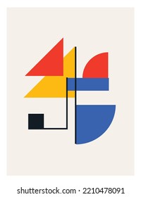 Geometric 20s  design posters, minimal vector template with primitive shapes triangle, circle, lines and square, modern hipster style
