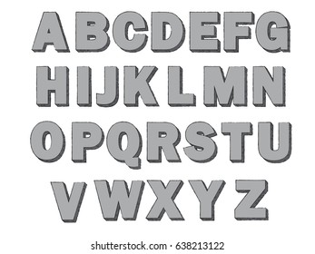 Geometric 3D alphabet with texture
