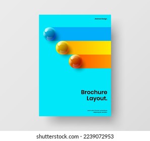 Plantilla de cubierta del catálogo de bolas 3D geométricas. Diseño vectorial de presentación creativa.