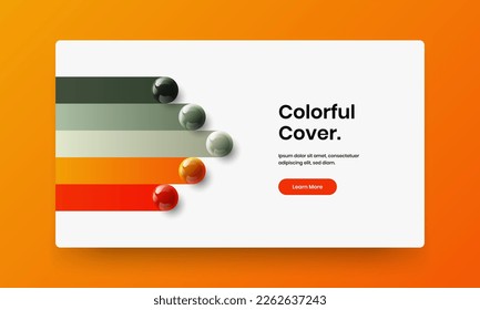 Geometric 3D balls corporate cover layout. Vivid placard vector design template.