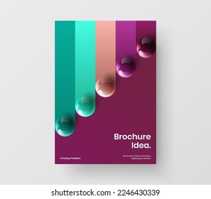 Geometric 3D balls cover layout. Colorful flyer vector design illustration.