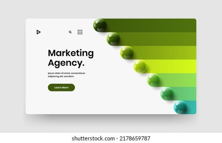 Geometric 3D balls leaflet illustration. Multicolored corporate cover vector design concept.