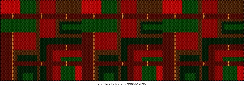 Geometric 3D colorful pattern imitating embroidery.