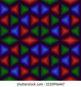 Patrón geométrico 3D colorido que imita el bordado.