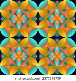 Geometric 3D colorful pattern imitating embroidery.